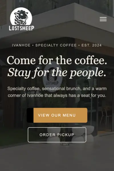 Lost Sheep Café website design Ivanhoe